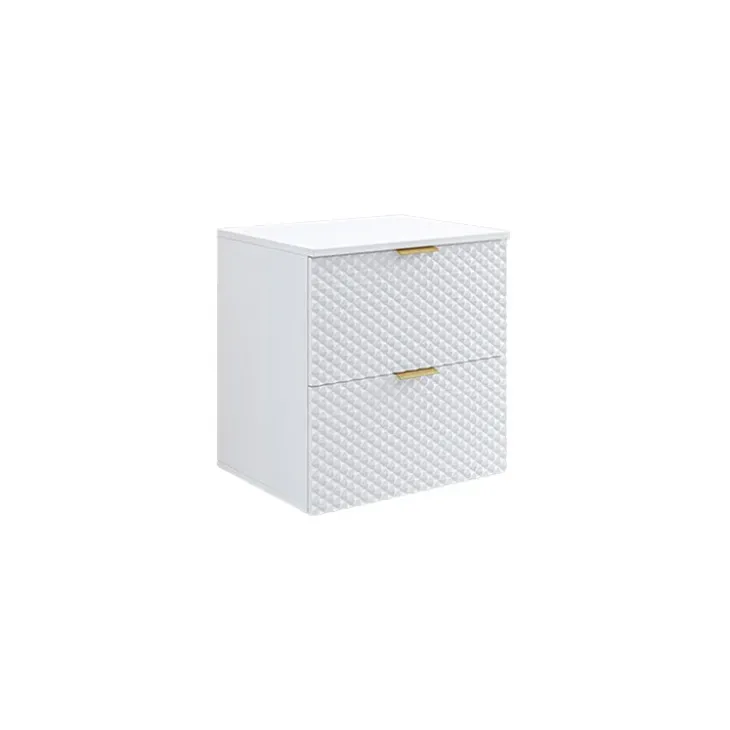 Mobile bagno sospeso 61cm 2 cassetti bianco frontali decorati Konny