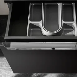 Mobile bagno sospeso 80cm 1 cassettone e 1 cassetto attrezzato e 2 vani nero Serif