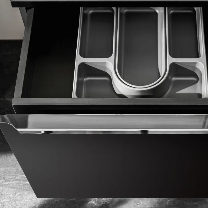 Mobile bagno sospeso 80cm 1 cassettone e 1 cassetto attrezzato e 2 vani nero Serif