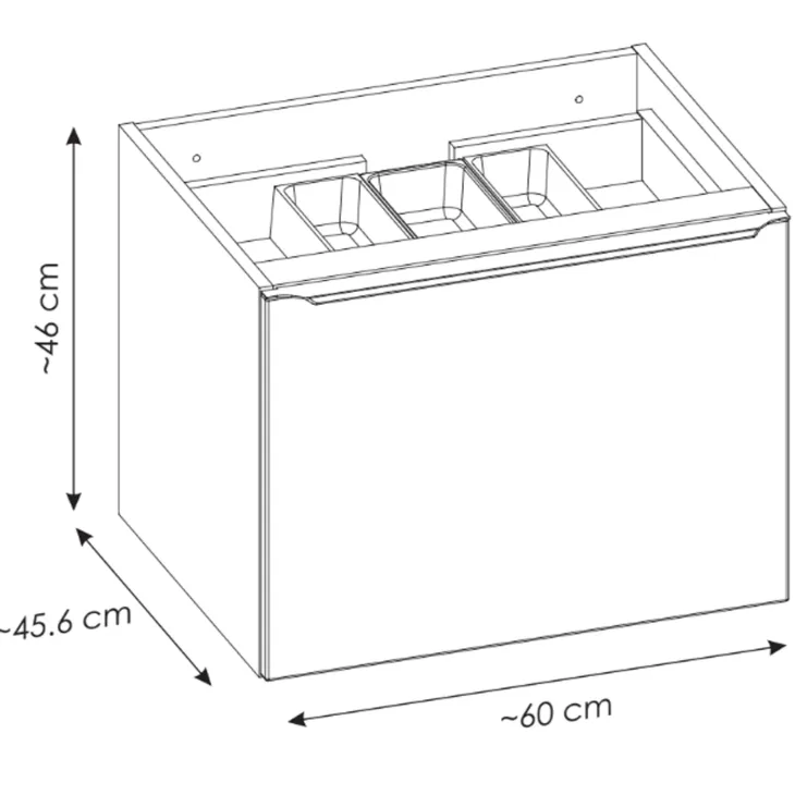 Mobile bagno sospeso 80cm 1 cassettone e 1 cassetto attrezzato e 2 vani nero Serif