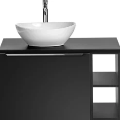 Mobile bagno sospeso 80cm 1 cassettone e 1 cassetto attrezzato e 2 vani nero Serif