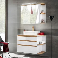 Mobile bagno sospeso 94cm 2 cassetti attrezzati bianco rovere Dual