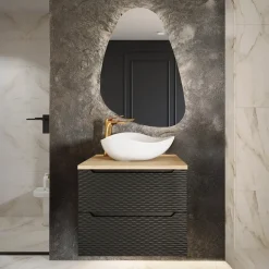 Mobile bagno sospeso 70cm 2 cassetti nero rovere Swim