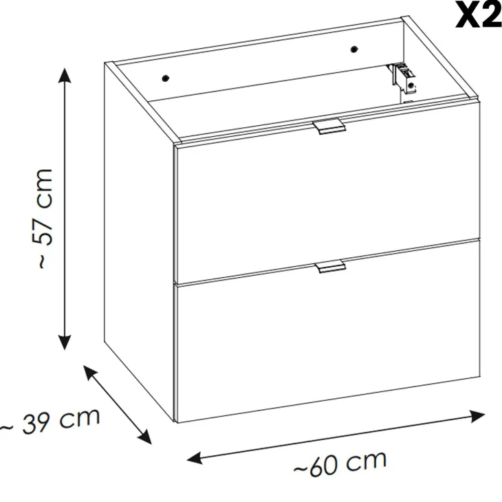 Mobile bagno sospeso 120cm 4 cassetti rovere Rovery