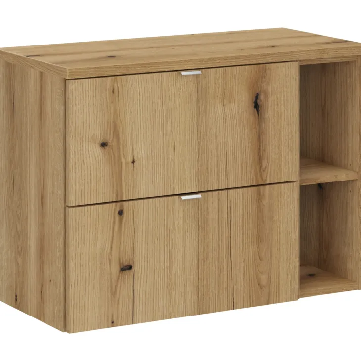 Mobile bagno sospeso 80cm 2 cassetti e vani rovere Rovery