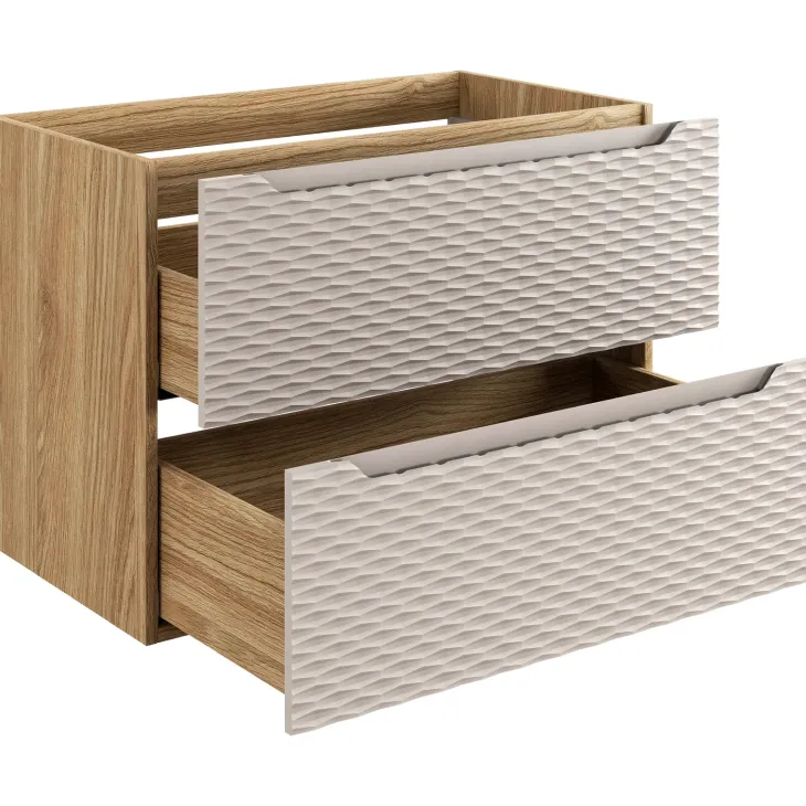 Mobile bagno sospeso 80cm 2 cassetti beige rovere Swim