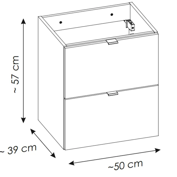 Mobile bagno sospeso 50cm 2 cassetti rovere Rovery