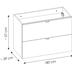 Mobile bagno sospeso 80cm 2 cassetti rovere nero Rovery