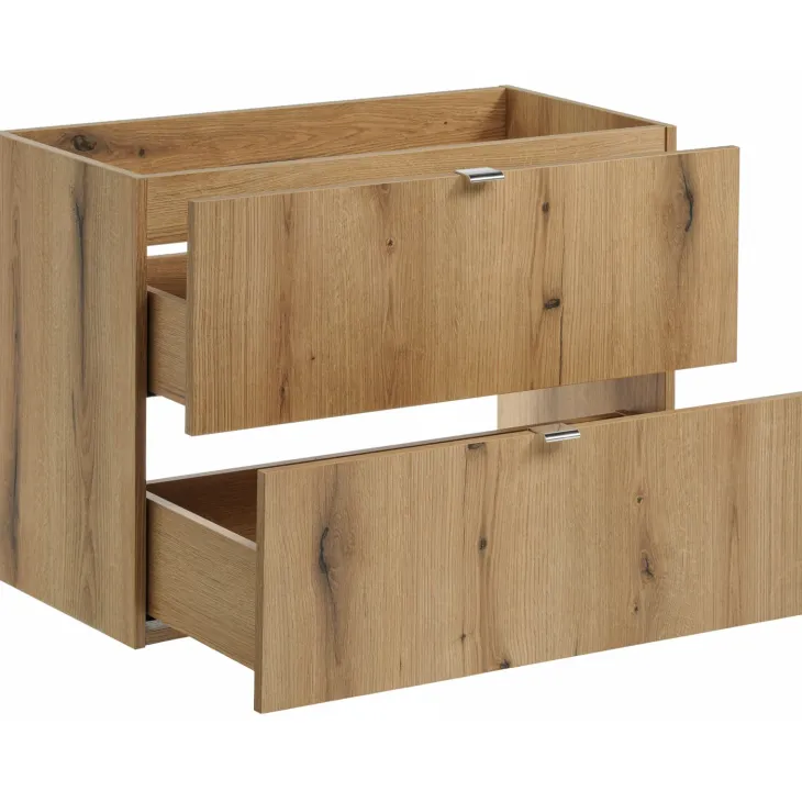 Mobile bagno sospeso 80cm 2 cassetti rovere nero Rovery