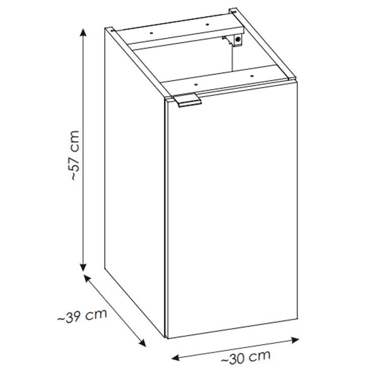 Mobile bagno sospeso 90cm 2 cassetti 1 anta rovere nero Rovery