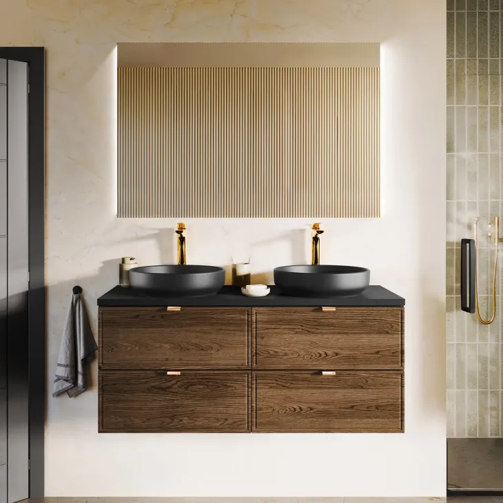 Mobile bagno sospeso 120cm 4 cassetti noce Walnuts