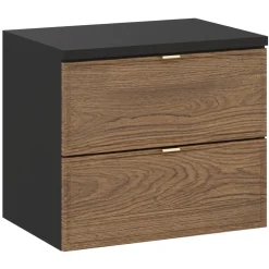 Mobile bagno sospeso 60cm 2 cassetti noce Walnuts
