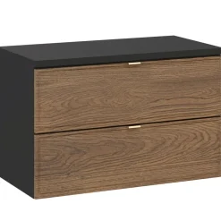 Mobile bagno sospeso 80cm 2 cassetti noce Walnuts