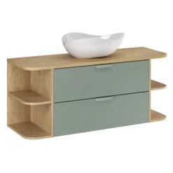 Mobile bagno sospeso 120cm 2 cassetti verde salvia rovere Speranza