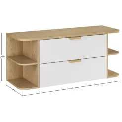 Mobile bagno sospeso 120cm 2 cassetti bianco rovere Speranza
