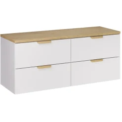 Mobile bagno sospeso 120cm 4 cassetti bianco rovere Speranza