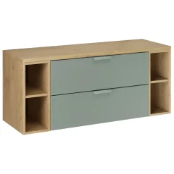 Mobile bagno sospeso 120cm 2 cassetti e vani verde salvia rovere Speranza