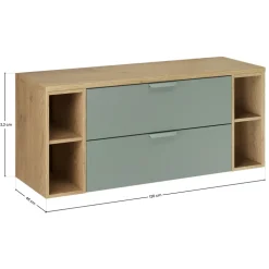 Mobile bagno sospeso 120cm 2 cassetti e vani verde salvia rovere Speranza