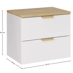 Mobile bagno sospeso 60cm 2 cassetti bianco rovere Speranza