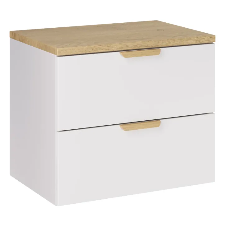 Mobile bagno sospeso 60cm 2 cassetti bianco rovere Speranza