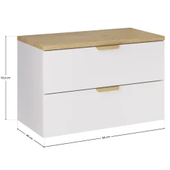 Mobile bagno sospeso 80cm 2 cassetti bianco rovere Speranza