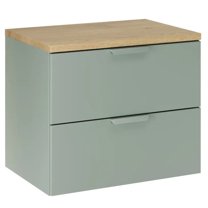 Mobile bagno sospeso 60cm 2 cassetti verde salvia rovere Speranza