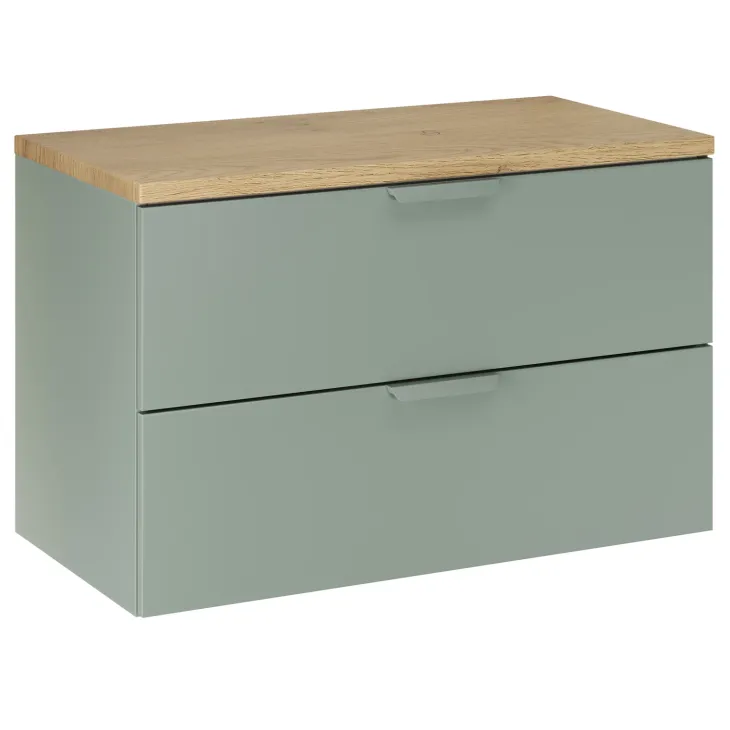 Mobile bagno sospeso 80cm 2 cassetti verde salvia rovere Speranza
