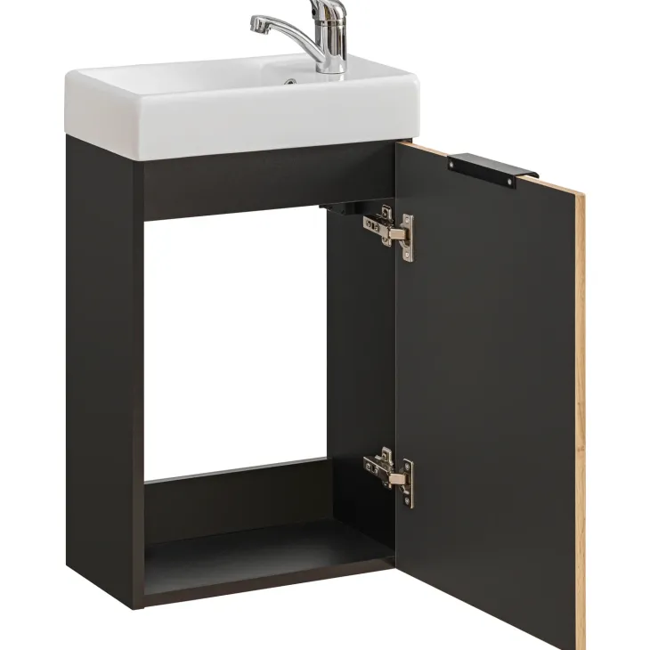 Mobile bagno sospeso 40cm cm con lavabo quercia antracite Limpid