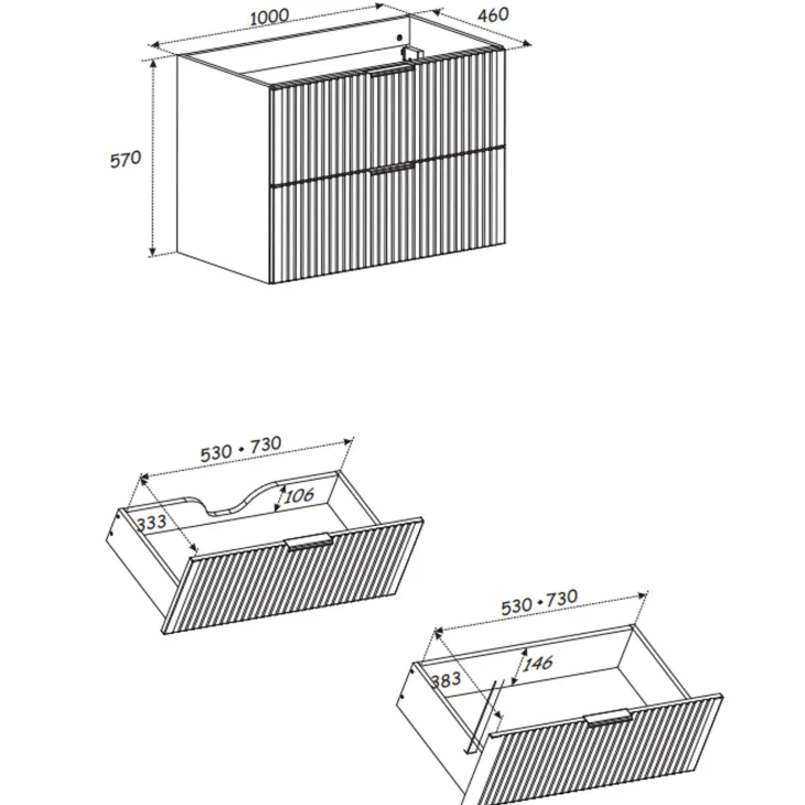 Mobile bagno sospeso 100cm cm con lavabo, specchio, colonna e cubotti quercia antracite Limpid