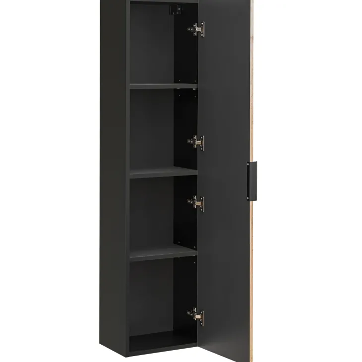 Mobile bagno sospeso 100cm cm con lavabo, specchio, colonna e cubotti quercia antracite Limpid