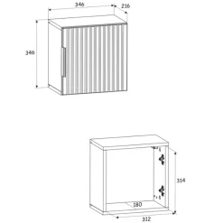Mobile bagno sospeso 100cm cm con lavabo, specchio, colonna e cubotti quercia antracite Limpid