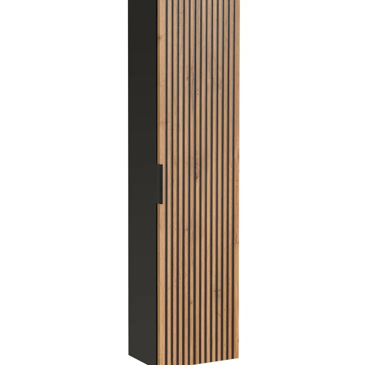 Mobile bagno sospeso 120cm cm con 2 lavabi da incasso, 2 specchi, colonna e cubotti quercia antracite Limpid