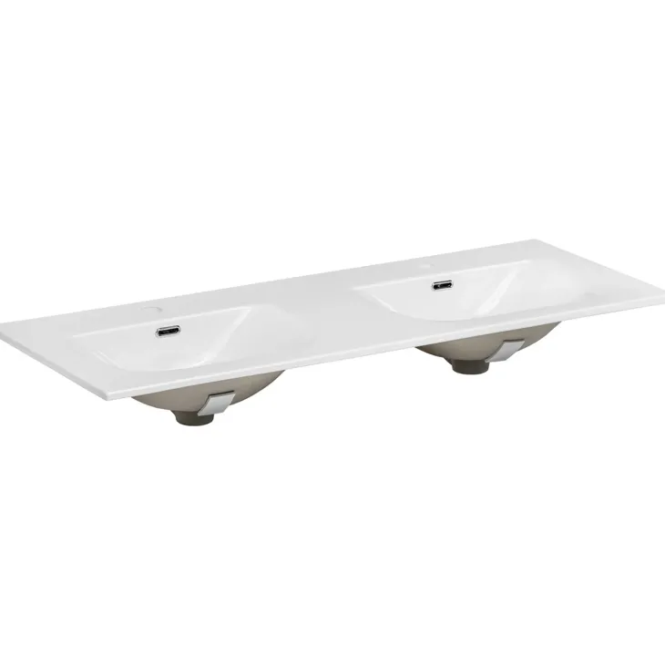 Mobile bagno sospeso 120cm cm con 2 lavabi da incasso, 2 specchi, colonna e cubotti quercia antracite Limpid