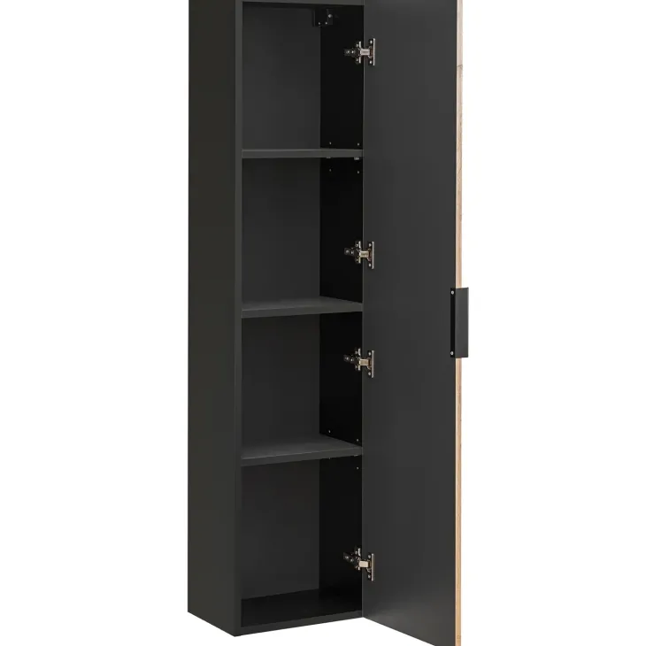 Mobile bagno sospeso 120cm cm con 2 lavabi da incasso, 2 specchi, colonna e cubotti quercia antracite Limpid