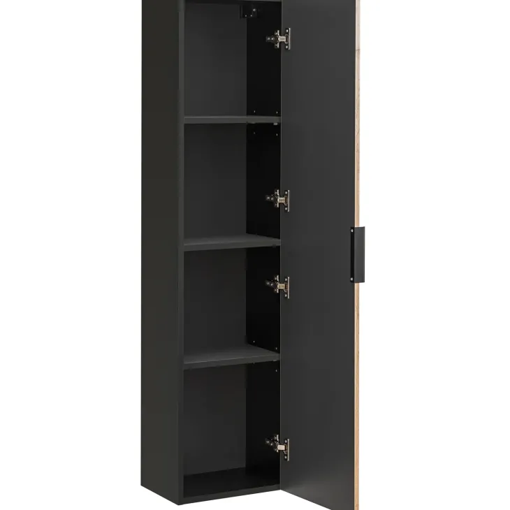Mobile bagno sospeso 80cm cm con lavabo, specchio, colonna e cubotti quercia antracite Limpid