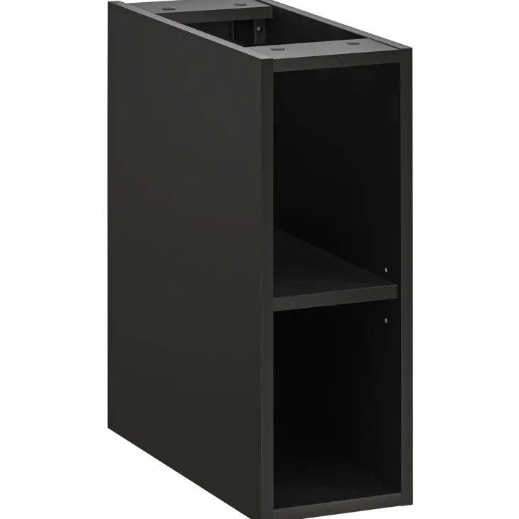 Mobile bagno sospeso 80cm cm con lavabo, specchio, colonna e cubotti quercia antracite Limpid