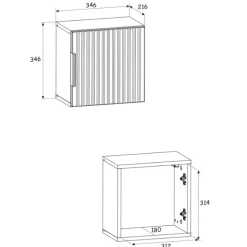 Mobile bagno sospeso 80cm cm con lavabo, specchio, colonna e cubotti quercia antracite Limpid