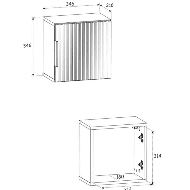 Mobile bagno sospeso 80cm cm con lavabo, specchio, colonna e cubotti quercia antracite Limpid