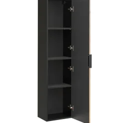 Mobile bagno sospeso 120cm cm con 2 lavabi da appoggio, 2 specchi, colonna e cubotti quercia antracite Limpid