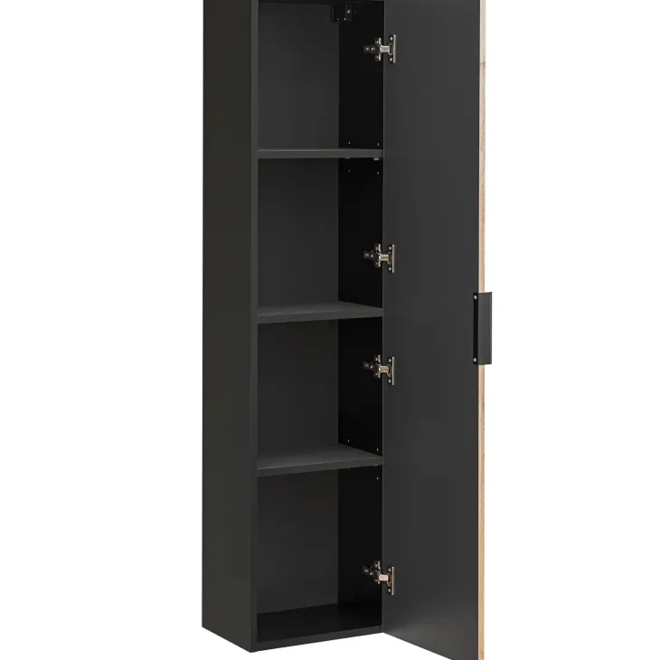 Mobile bagno sospeso 120cm cm con 2 lavabi da appoggio, 2 specchi, colonna e cubotti quercia antracite Limpid