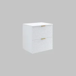 Mobile bagno sospeso 61cm con colonna bianco frontali decorati Konny