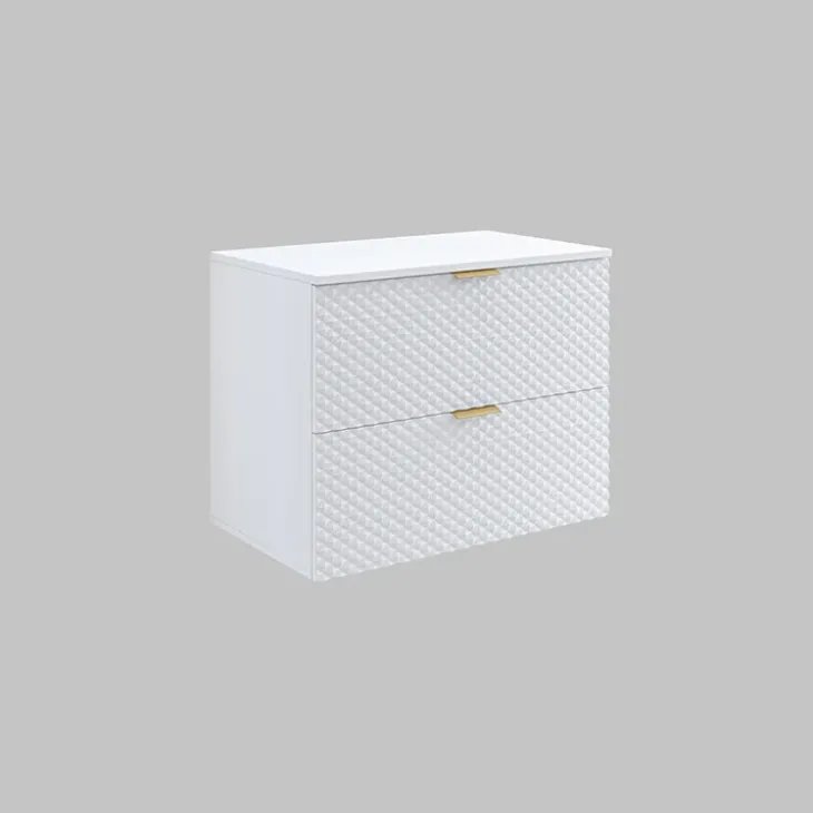Mobile bagno sospeso 80cm con colonna bianco frontali decorati Konny