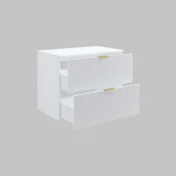 Mobile bagno sospeso 80cm con colonna bianco frontali decorati Konny