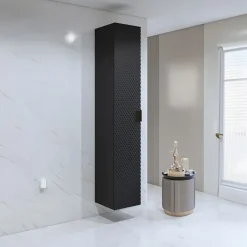 Mobile bagno sospeso 61cm con colonna nero frontali decorati Konny