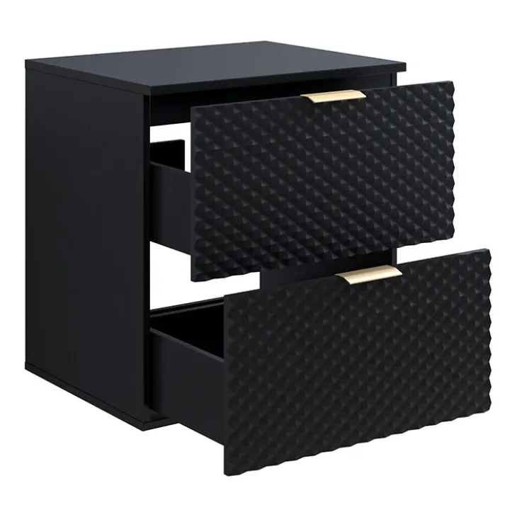 Mobile bagno sospeso 61cm con colonna nero frontali decorati Konny