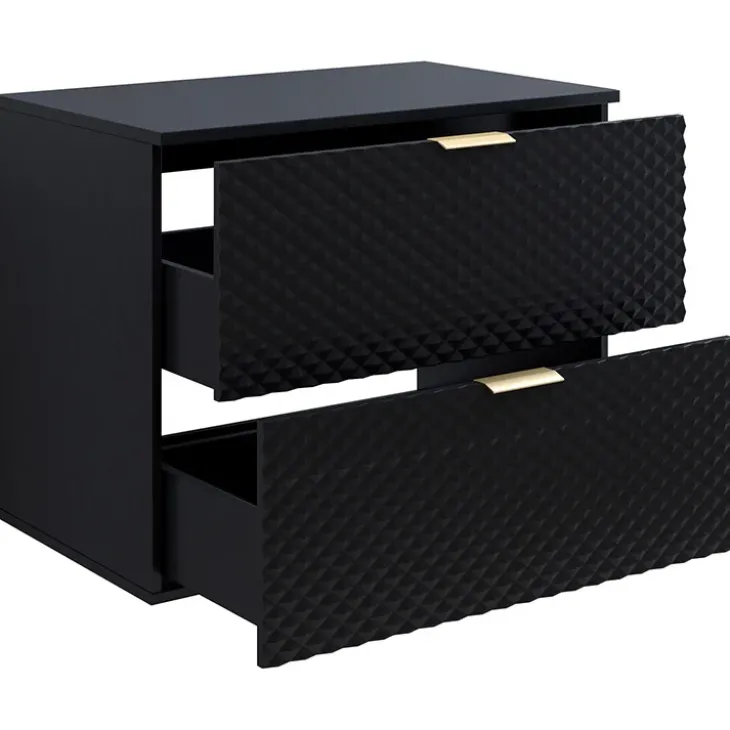 Mobile bagno sospeso 80cm con colonna nero frontali decorati Konny
