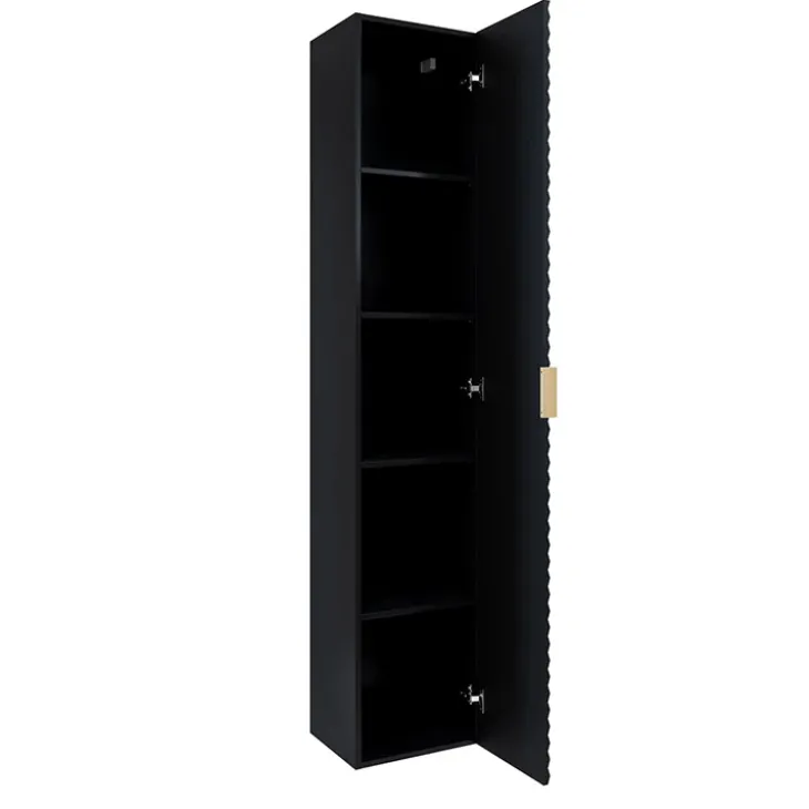 Mobile bagno sospeso 80cm con colonna nero frontali decorati Konny