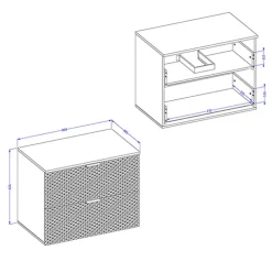 Mobile bagno sospeso 80cm con colonna nero frontali decorati Konny