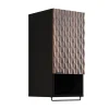 Mobile bagno sospeso 82cm con colonna e pensile nero frontali noce decorati Silvy