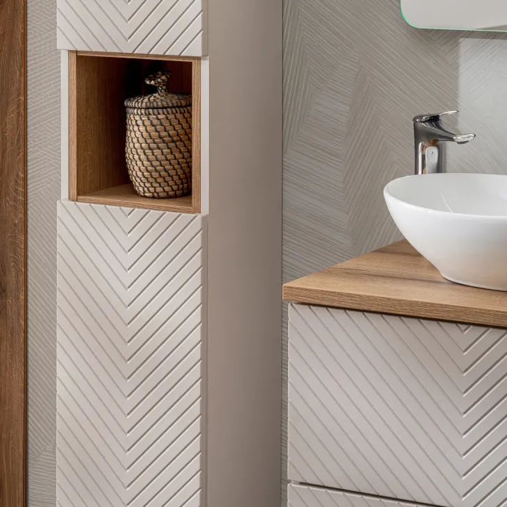 Mobile bagno sospeso 60cm con colonna beige cashmere Neutry